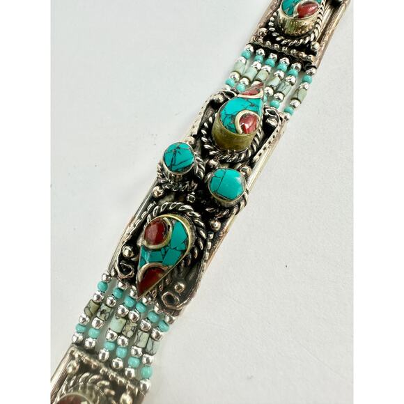 Tibetan Silver Bracelet Handmade Boho - Picture 3 of 6